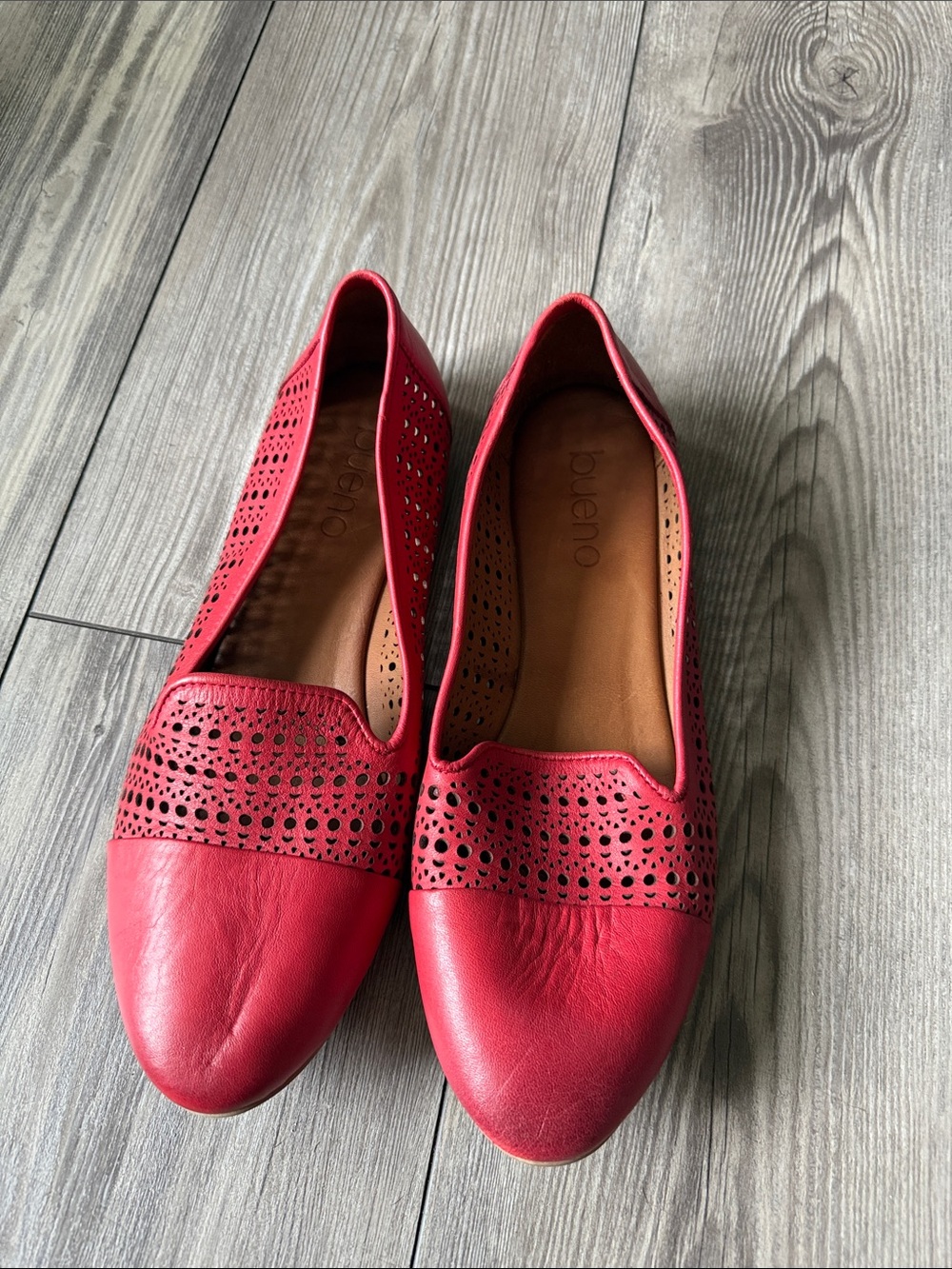 Bueno Leather Perforated Slip-Ons size 42